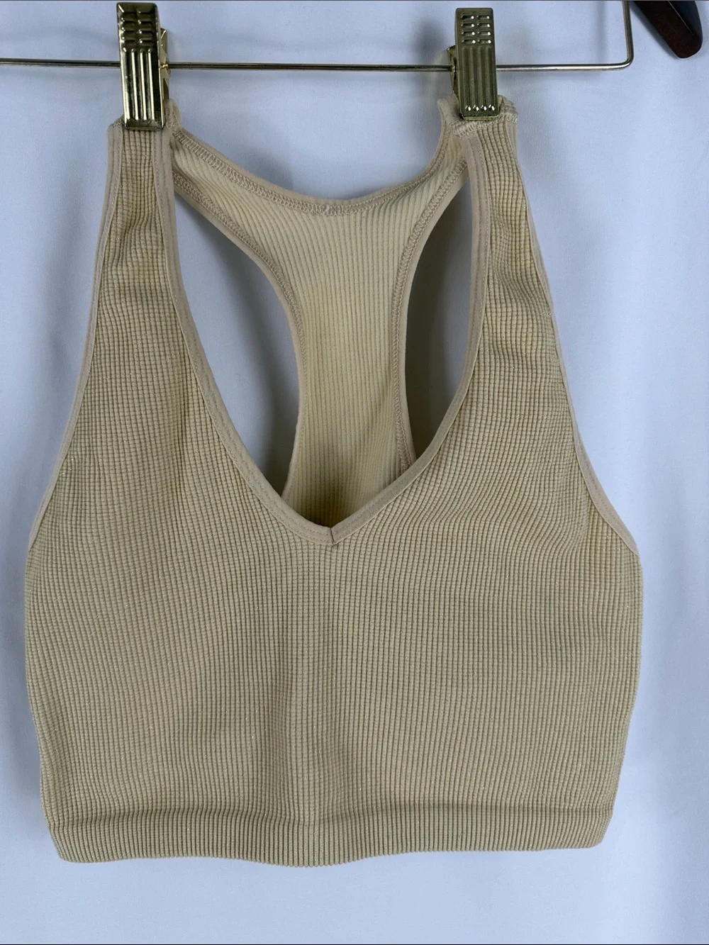 Free People Ribbed Metallic Shimmer Racerback Bralette Crop Top